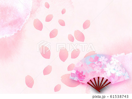 桜 扇子 春の背景イラストのイラスト素材