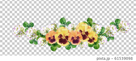 パンジーとシロツメクサの花のイラスト素材