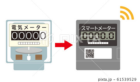 電気メーター スマートメーター 導入 アイコン イラスト ベクター 61539529