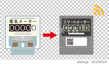 電気メーター スマートメーター 導入 アイコン イラスト ベクター 61539529