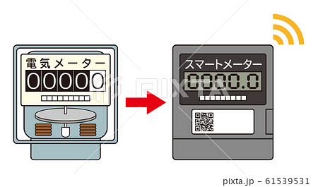 電気メーター スマートメーター 導入 アイコン イラスト ベクター 61539531