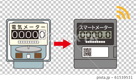 電気メーター スマートメーター 導入 アイコン イラスト ベクター 61539531