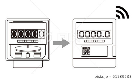 電気メーター スマートメーター 導入 アイコン イラスト ベクター 61539533