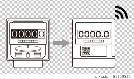 電気メーター スマートメーター 導入 アイコン イラスト ベクター 61539533