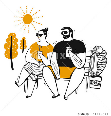 The Drawing Character Of People Coffee Break のイラスト素材