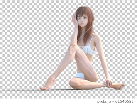 Slim woman swimsuit perming3adcg illustration material 61540585