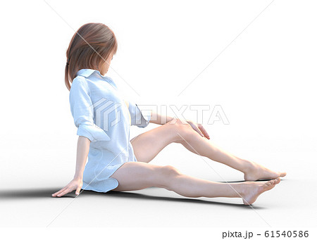 スリムな女性　シャツ　perming3adcg イラスト素材 61540586