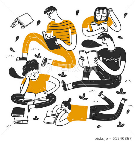 People reading on the park. People reading on the park. 61540867