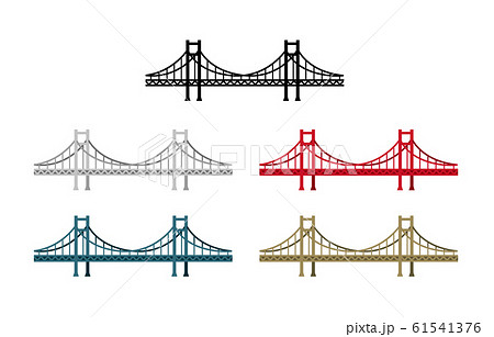シームレスパターン 橋 ブリッジのカラーイラスト セットのイラスト素材
