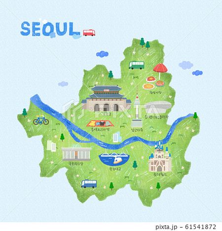 South Korea S Landmark Map Illustration 006のイラスト素材