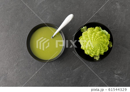 close up of romanesco broccoli cream soup in bowl close up of romanesco broccoli cream soup in bowl 61544329