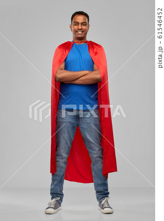 indian man in red superhero cape with arms crossed 61546452