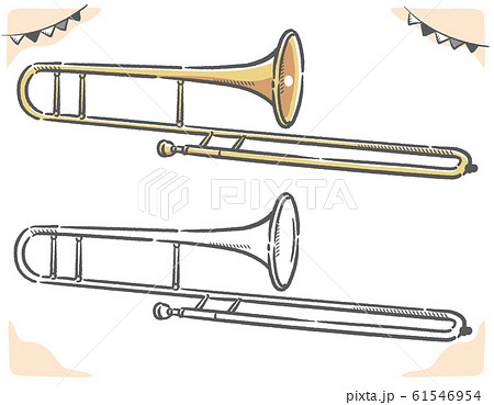 Hand Painted Wind Trombone Material Stock Illustration