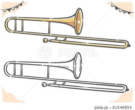 手描き風トロンボーン素材のイラスト素材 61546954 Pixta