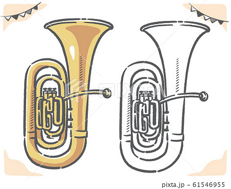 Hand Painted Wind Trombone Material Stock Illustration