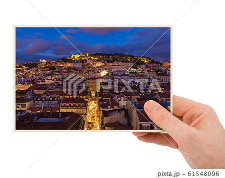 Hand and Lisbon Portugal cityscape (my photo) 61548096
