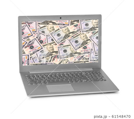 Money on notebook screen 61548470