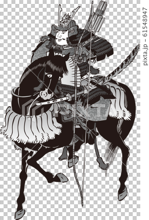 浮世絵　武士　その22　白黒 61548947