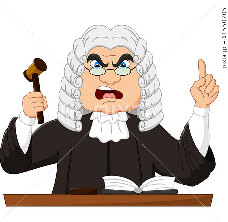 Angry male judge holding gavel and pointing up Angry male judge holding gavel and pointing up 61550705