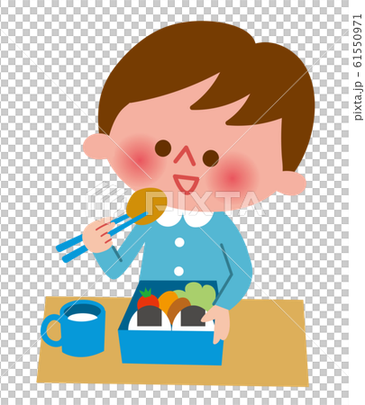 お弁当を食べる園児 61550971