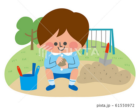 砂遊びする園児のイラスト素材