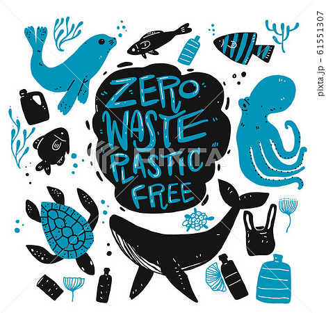 Zero Waste Plastic Freeのイラスト素材