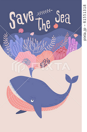 Design elements of whale and undersea plants Design elements of whale and undersea plants 61551318