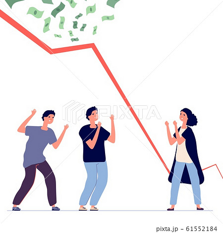 Bankruptcy. Financial crisis, falling chart. Upset people and economic problems vector illustration Bankruptcy. Financial crisis, falling chart. Upset people and economic problems vector illustration 61552184