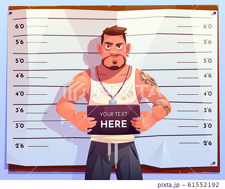 Criminal mugshot front view on measuring scale 61552192