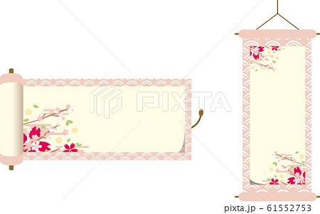 巻物 掛け軸 春 桜のイラスト素材
