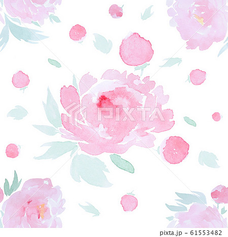 Seamless pattern with hand drawn watercolor peony Seamless pattern with hand drawn watercolor peony 61553482