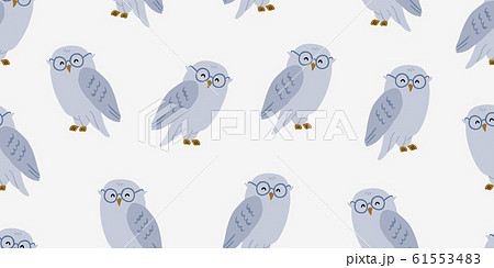 Seamless pattern with cute owl in eyeglasses Seamless pattern with cute owl in eyeglasses 61553483
