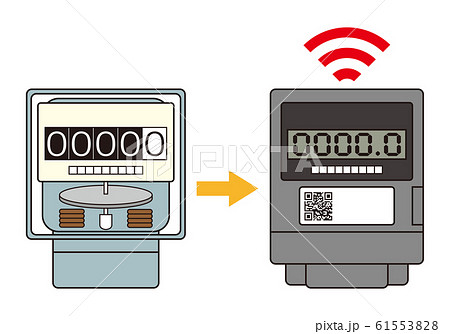 電気メーター スマートメーター 導入 アイコン イラスト ベクター 61553828