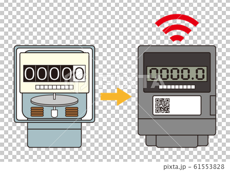 電気メーター スマートメーター 導入 アイコン イラスト ベクター 61553828