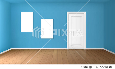 Empty room with closed door and blank posters 61554836