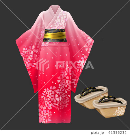 Kimono and geta, yukata japanese woman dress. 61556232