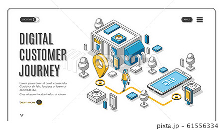 Customer journey map isometric banner. purchasing 61556334