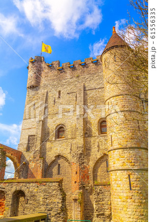 Gravensteen castle wall view in Ghent, Belgium 61556335