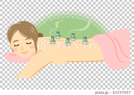 Woman Receiving Moxibustion Treatment Stock Illustration