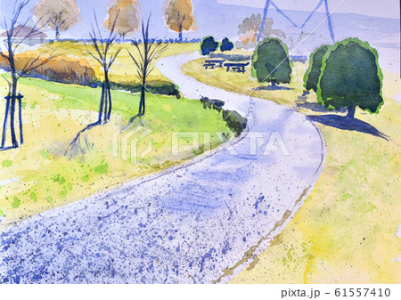 水彩画 親子の公園散歩 風景画 3e49fce968459ca3e50eee51a3dea2