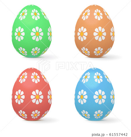 Easter eggs decorated with flowers 61557442
