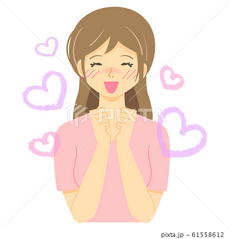 ハートを飛ばす女性(大好きの表現) ハートを飛ばす女性(大好きの表現) 61558612