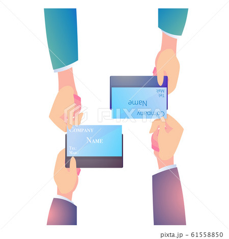 カードケースを使用した場合の名刺交換方法のイラスト素材 カードケースを使用した場合の名刺交換方法のイラスト素材