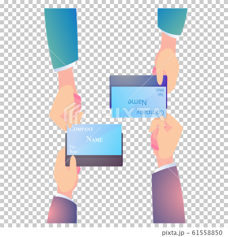 カードケースを使用した場合の名刺交換方法のイラスト素材 カードケースを使用した場合の名刺交換方法のイラスト素材