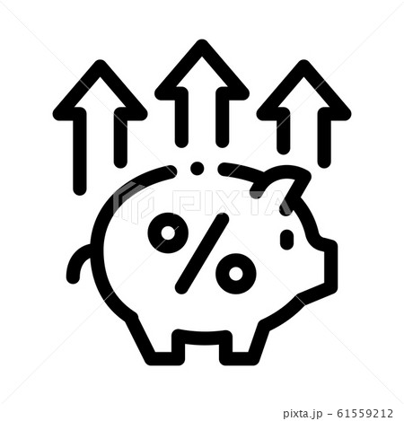Pig Money Box Icon Vector Outline Illustration 61559212