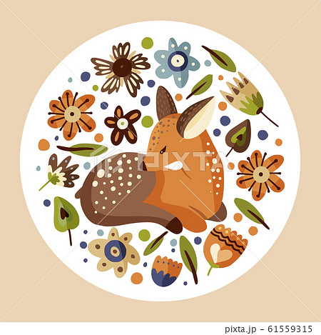Little Fawn Woodland Animal Card のイラスト素材