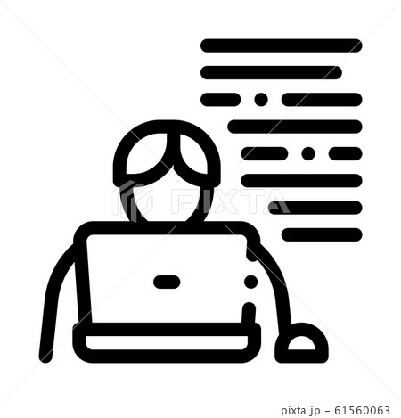 Writer Laptop Icon Vector Outline Illustration 61560063