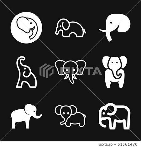 Elephant Icon Vector Logo Line Art Illustrationのイラスト素材