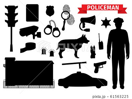 Policeman Equipment Police Silhouette Iconsのイラスト素材