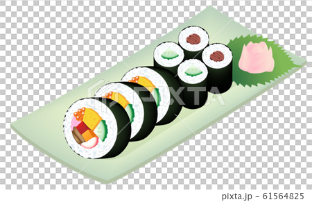 Sushi roll set white background - Stock Illustration [61564825] - PIXTA